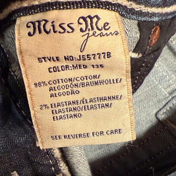 Miss Me Blue Boot Cut Jeans with White Stitching - Picture 5 of 8